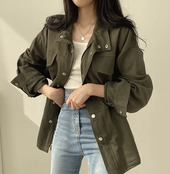 Abrigo mujer retro otoño cortavientos entallado con cordón_voghion.com