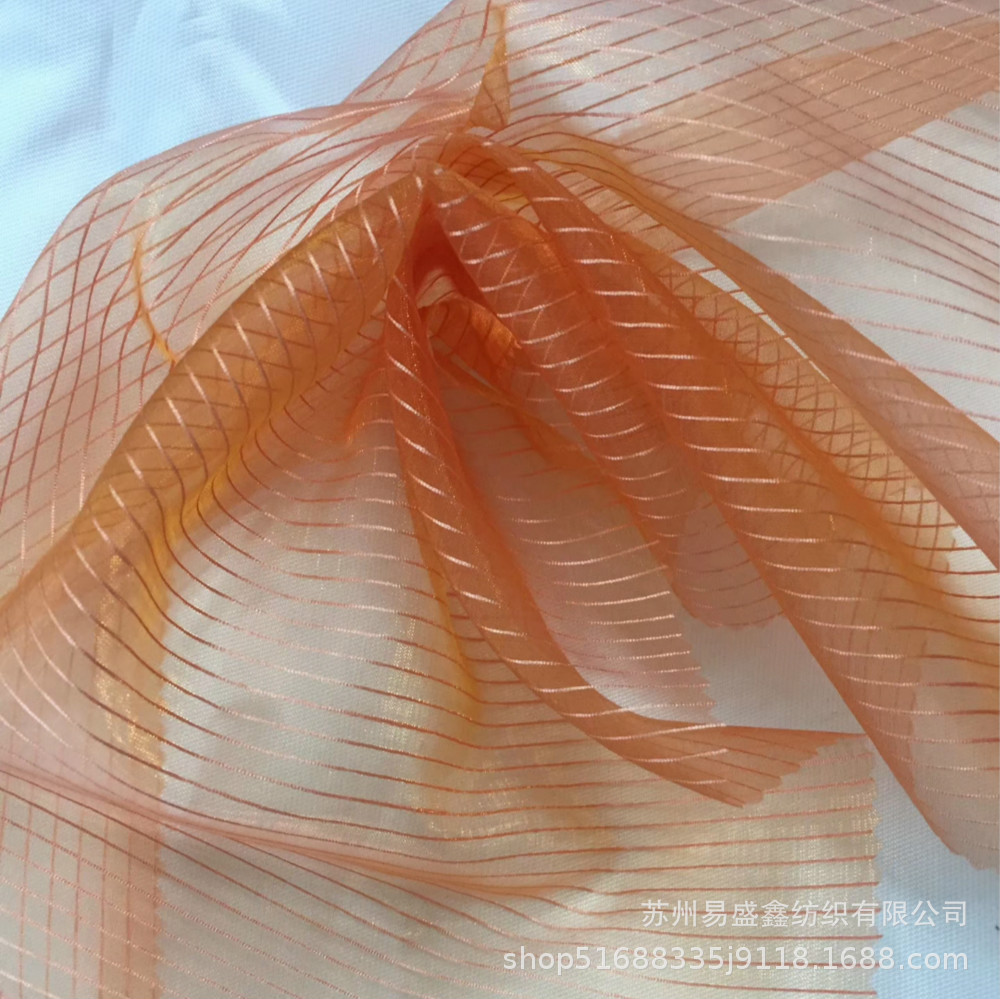 Gaun pernikahan organza garis-garis sutra cerah hadiah musim semi dan musim panas pakaian wanita rok aksesoris bahan benang dekoratif