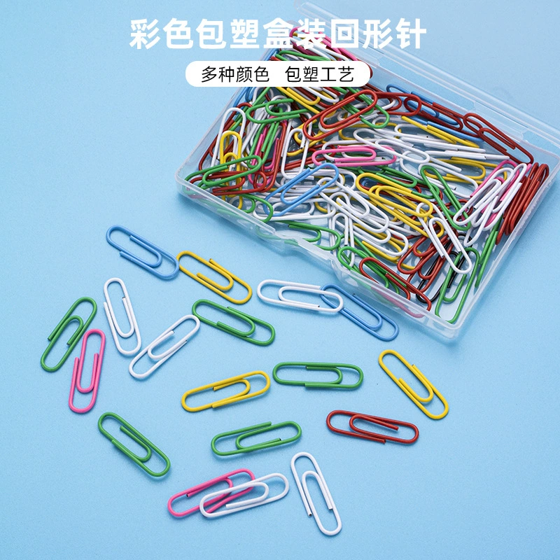 Многофункциональные цветные скрепки с пластиковым покрытием для международной торговли, в упаковке 100 штук, скрепки для книг, 200 офисных скрепок.