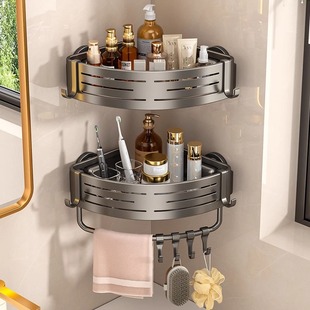 Toilet Triangle Storage Rack Suction Punch-free Bathroom Wall-mounted Toilet Corner Storage Rack