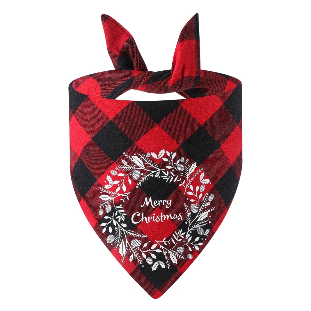 Los fabricantes nuevos transfronterizos de algodón a cuadros toalla triangular perro Toalla de saliva