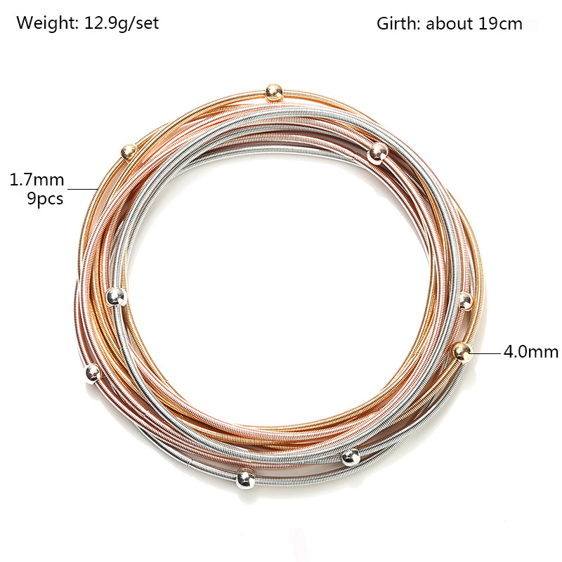 1,7mm x 19cm metal joyería de primavera regalo clásico mini lindo suave bola color mezclado pulsera de primavera para las mujeres