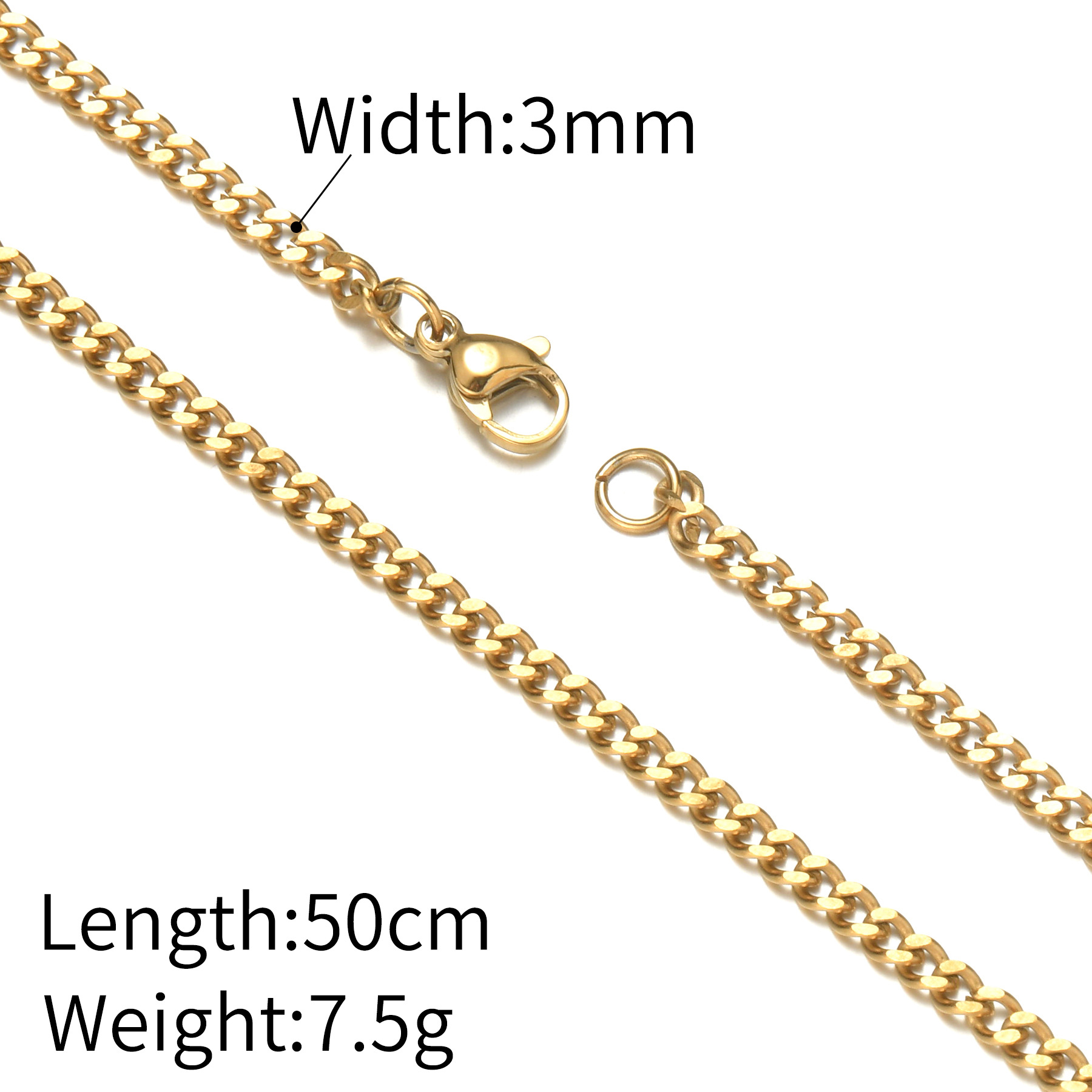Lina Girl Titan-Perlenkette mit Schlangenknochen-Anhänger, farbecht, galvanisiert, quadratisch, aus europäischem und amerikanischem Edelstahl, kubanischem Stil_voghion.com