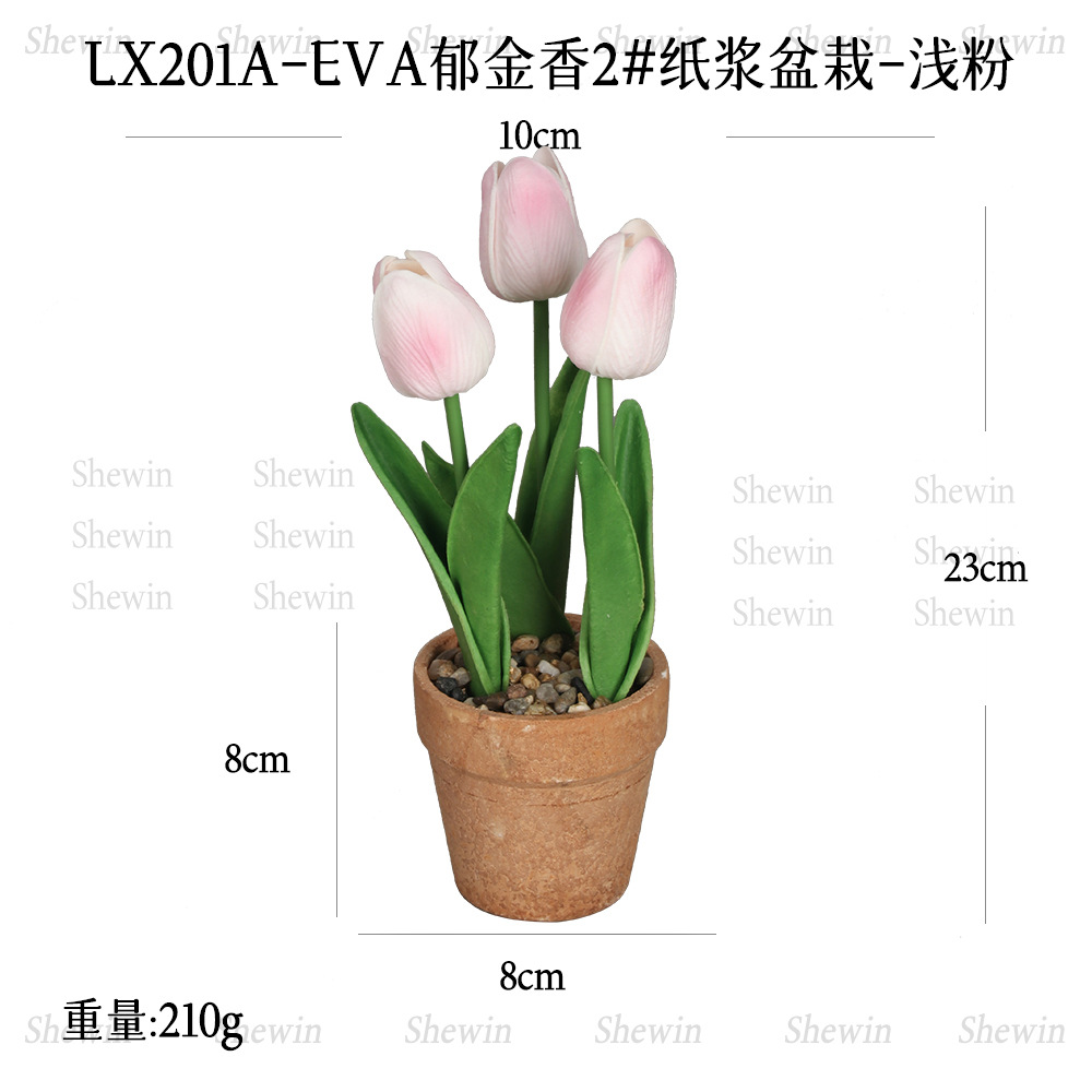Venta caliente Eva espuma pulpa de tulipanes macetas flores de simulación Pu mini tulipanes decoración de escritorio doméstico bonsái