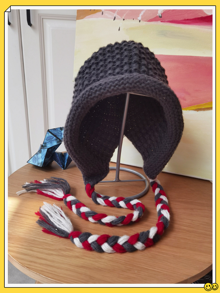 Tricoté pour femme en automne hiver, avec un petit visage, un style ethnique, un bonnet en tricot chaud et un chapeau Lei Feng_voghion.com