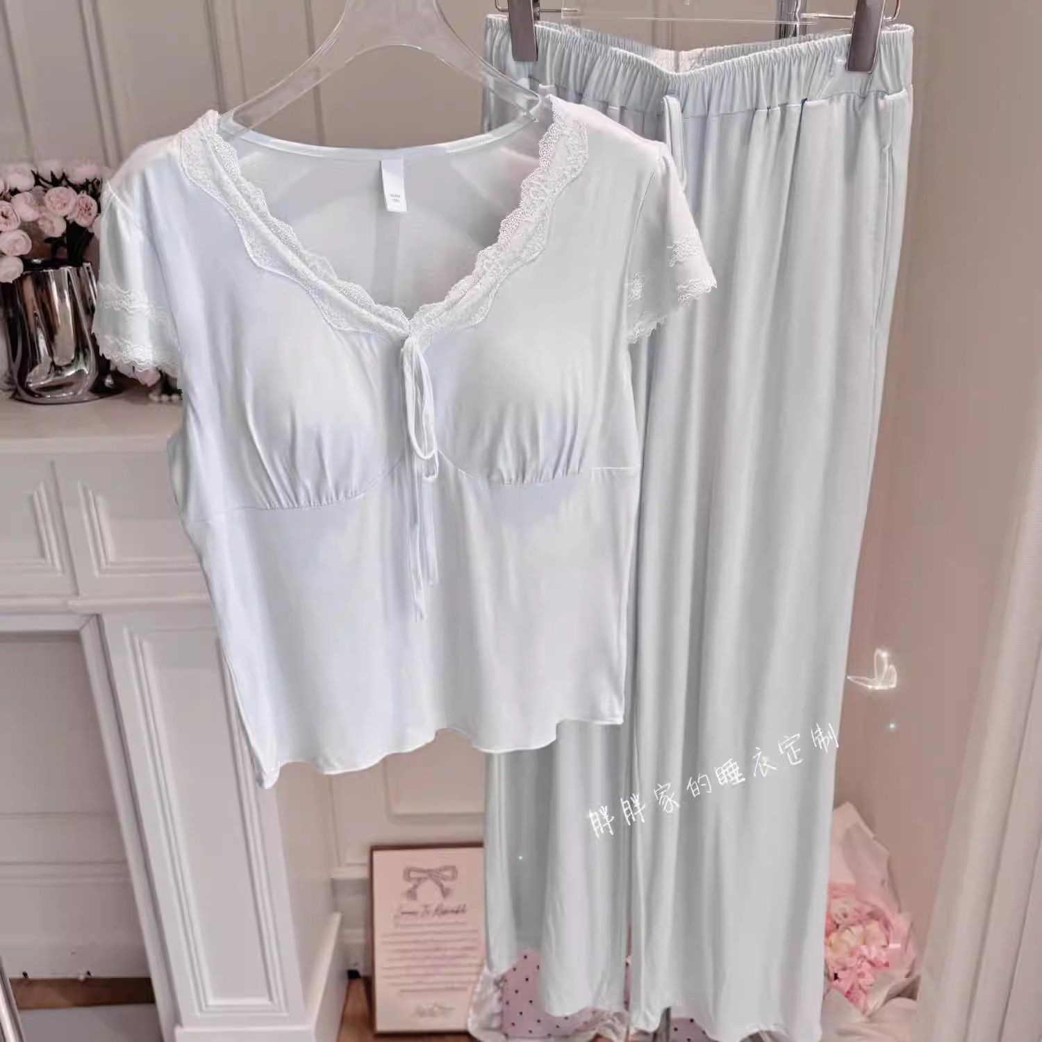 【苏打水】带胸垫睡衣女夏季莫代尔新品纯欲显瘦家居服套装可外穿