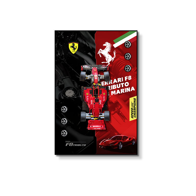 Bloques de construcción en la pared Sala de estar Fondo de pared Pintura decorativa Pintura física tridimensional Dormitorio infantil Motocicleta mural en la pared