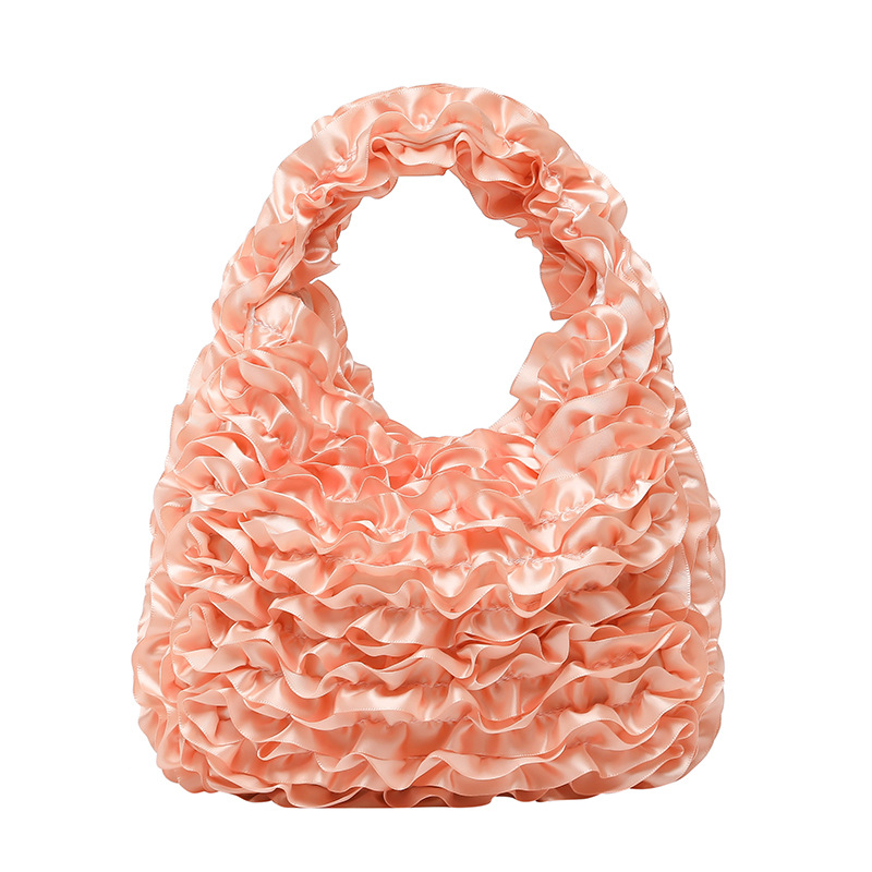 Bolsa de crema de diseño de nicho 2025 verano nuevo bolso femenino plisado pétalo bolso de moda de gran capacidad