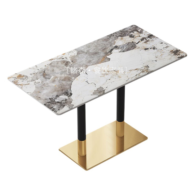 Commercial Slate Dining Table Milk Tea Shop Coffee Western Restaurant Hotel Small Round Table Canteen Fast Food Snack Bar Bar Table