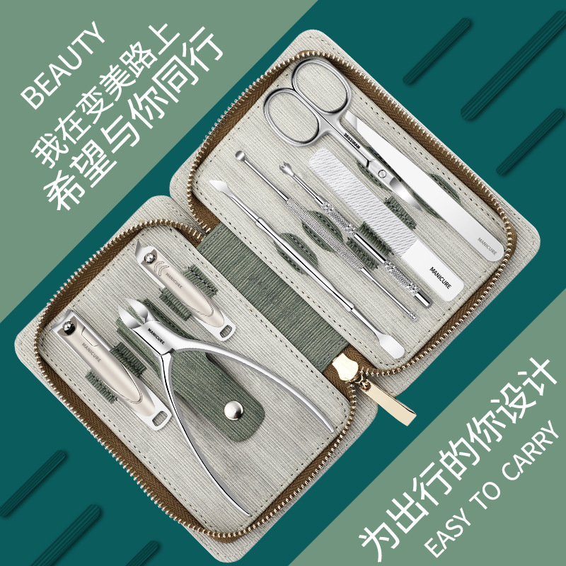 Kit de cortador de uñas a prueba de salpicaduras herramientas de pinza de uñas pedicura pinza de zanja de uñas pinza de garganta de piel muerta empuje inclinado boca doble cabeza