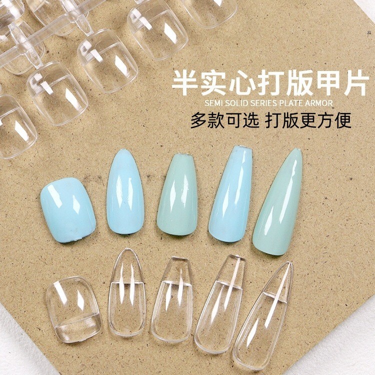 Nail Art Semi-Solid Practice Nail Tips, Popular Short Square Round Almond Trapezoid Transparent Water Drop Practice Tips, Oval Nails