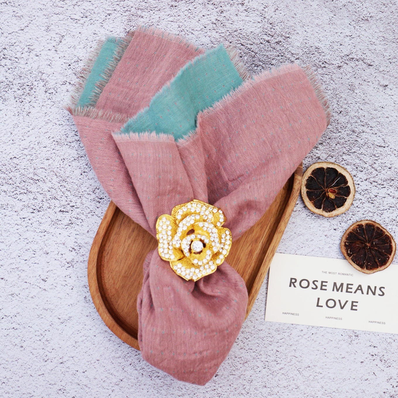 Servillas de seda de doble capa de algodón AB Jacquard tela de mesa bohemia decoración hotel toalla de té tela de clip