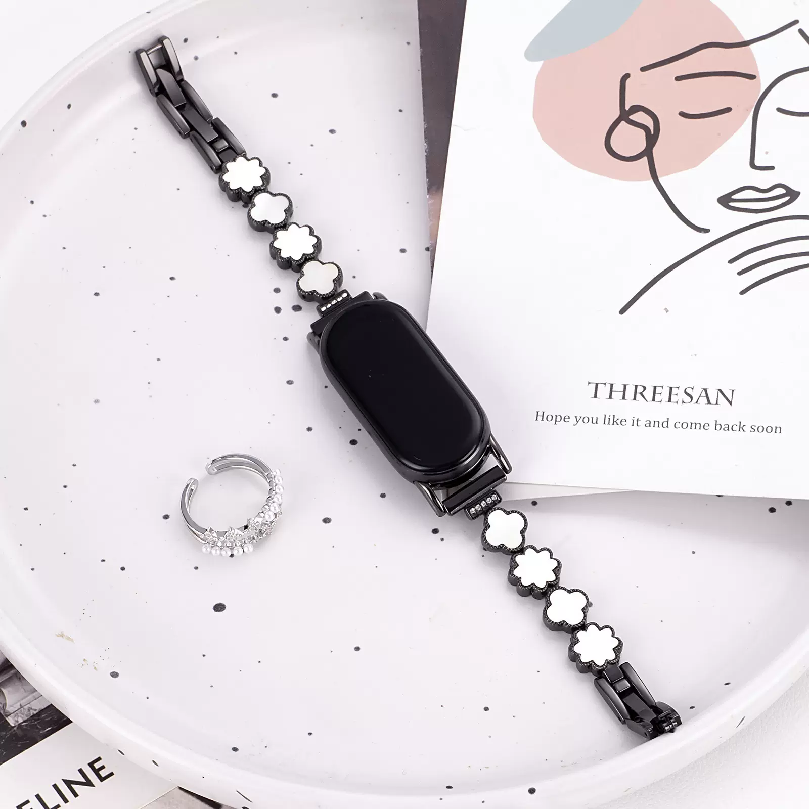 适用小米10/9pro8nfc手环四叶草小蛮腰贝母手链红米watch45手表带