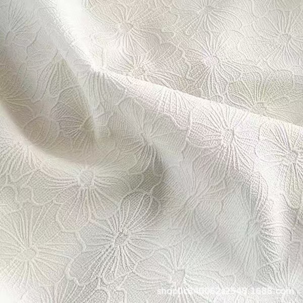 现货四面弹提花面料中国风连衣裙面料立体大花瓣布料旗袍面料