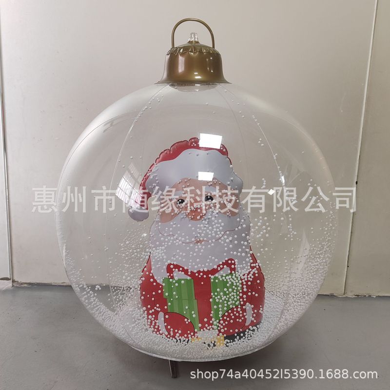 厂家现货PVC充气圣诞球充气装饰球LED灯英文充气发光球庭院装饰球|undefined