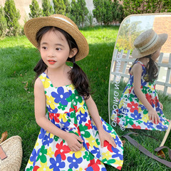 Children's flower dress summer style girls sweet vest dress children's dress 3-8 years old children's clothing one piece dropshipping