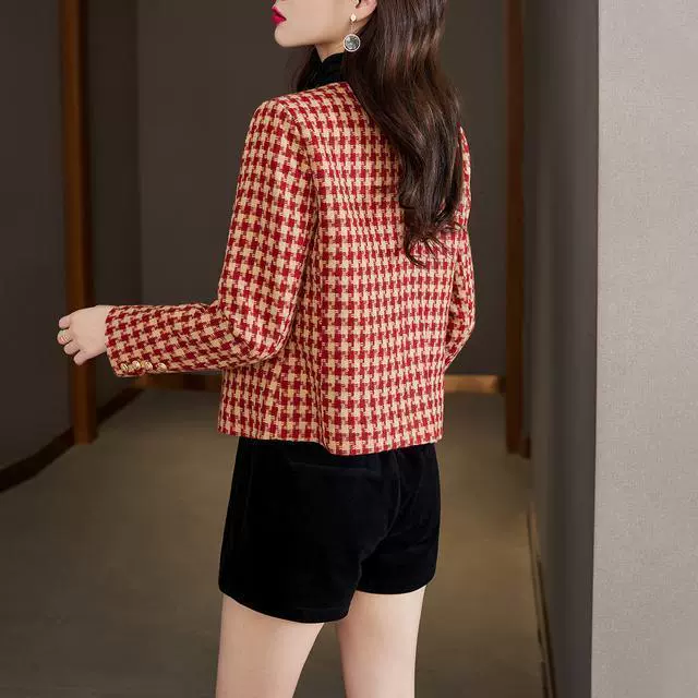 Женский длинный пиджак в гусиную лапку, в стиле Chanel, корейский western, S–XL