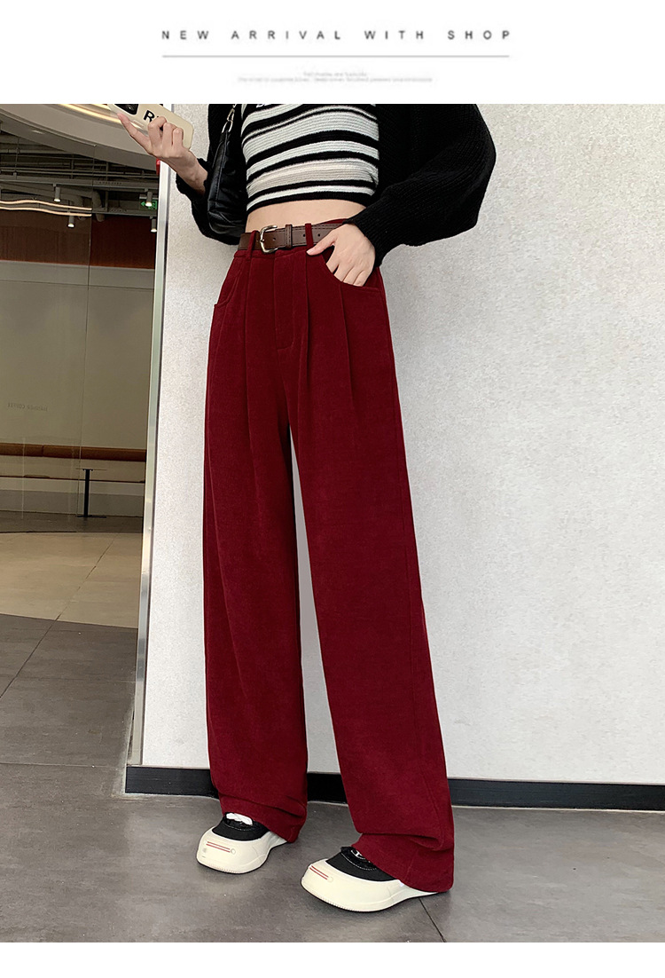 Dames pantalon met wijde pijpen van pluche herfst en winter_voghion.com