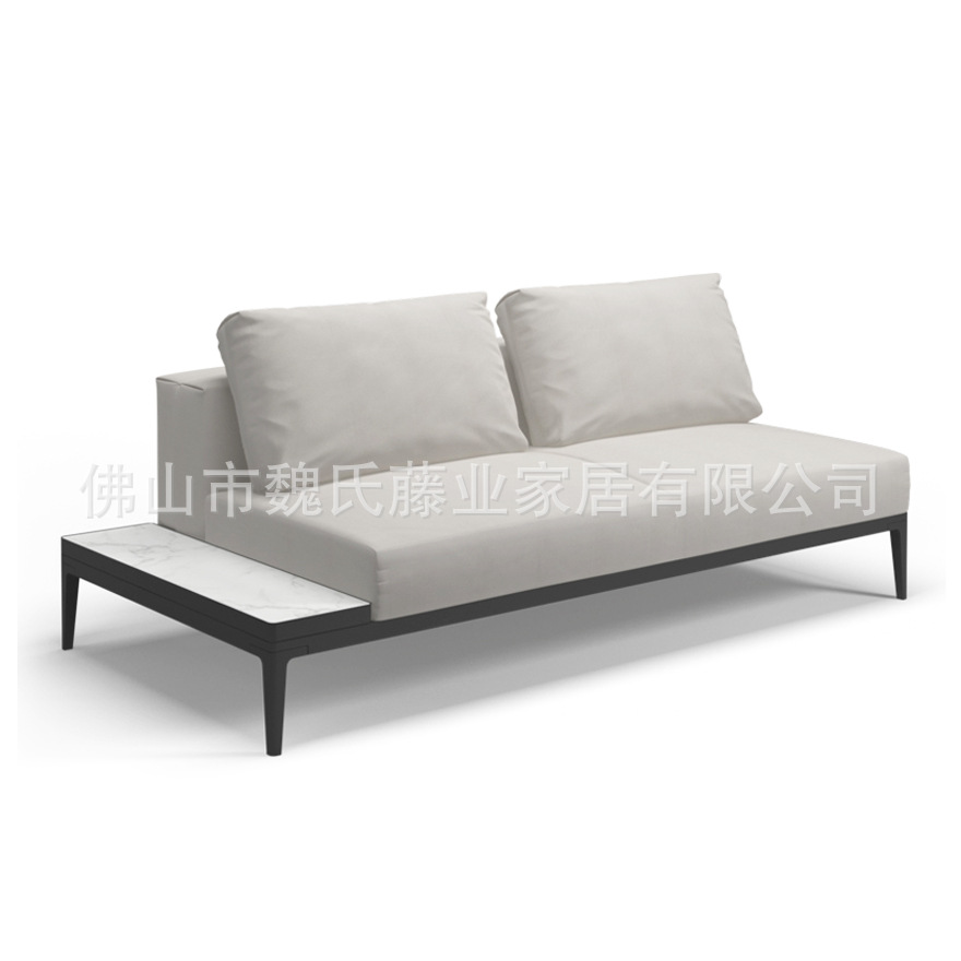 Sofá al aire libre impermeable protección solar patio de villa muebles de teca al aire libre combinación de sofá de esquina de aleación de aluminio moderno