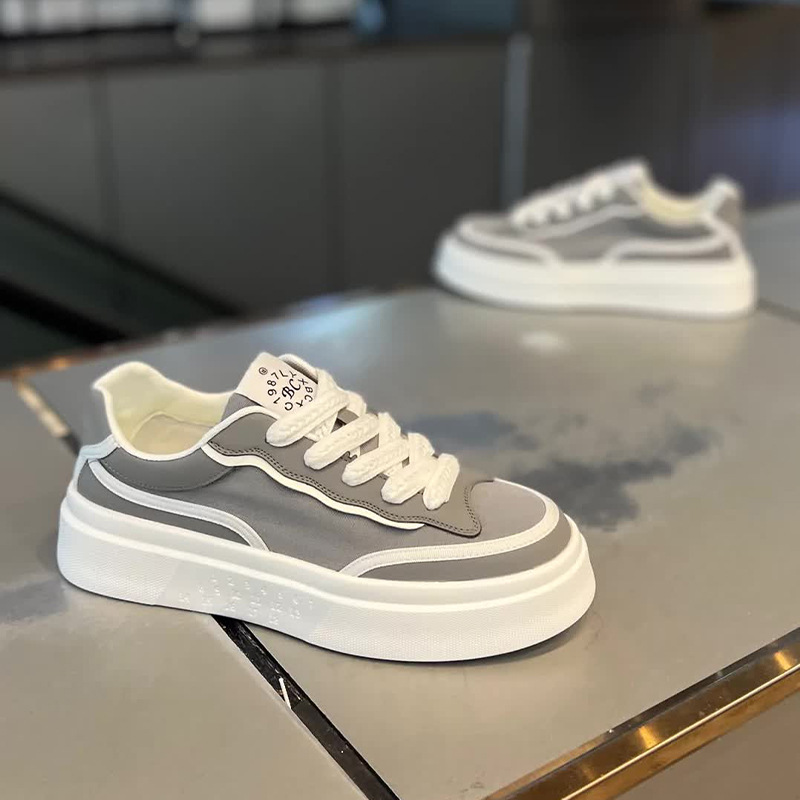 Men's Shoes 2024 Summer New Fashionable All-match Casual Shoes Low-top Solid Color Canvas Shoes Thick Sole Lightweight White Shoes for Men