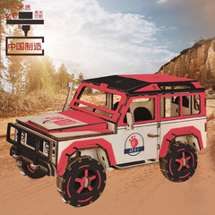 Wooden 3D puzzle Thunder Off-road Car Children's intelligence DIY handmade assembly block puzzle toy wholesale