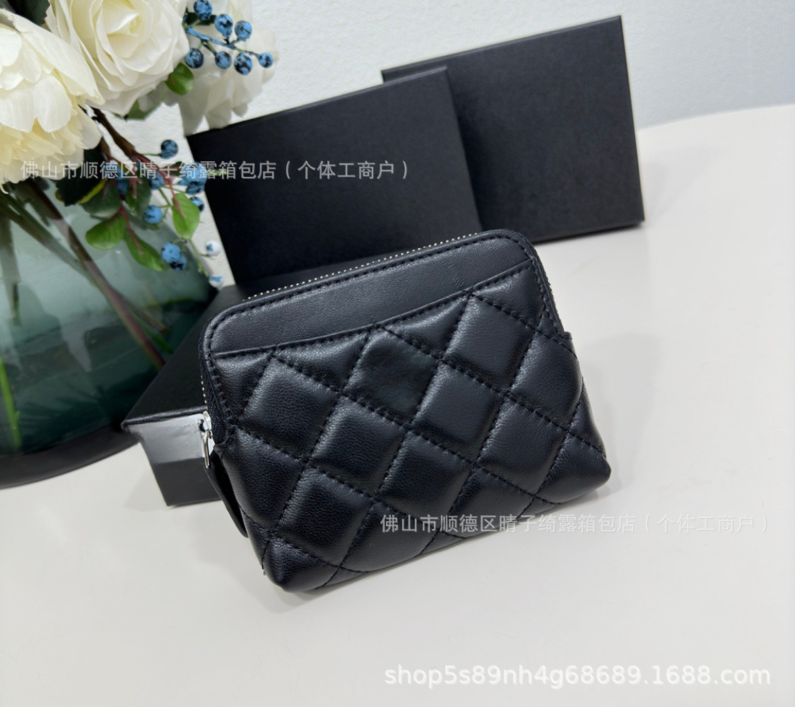 本革ショートカードバッグ女性小香風2024新超薄型カードケース名刺入れ本革ミニ小銭入れ