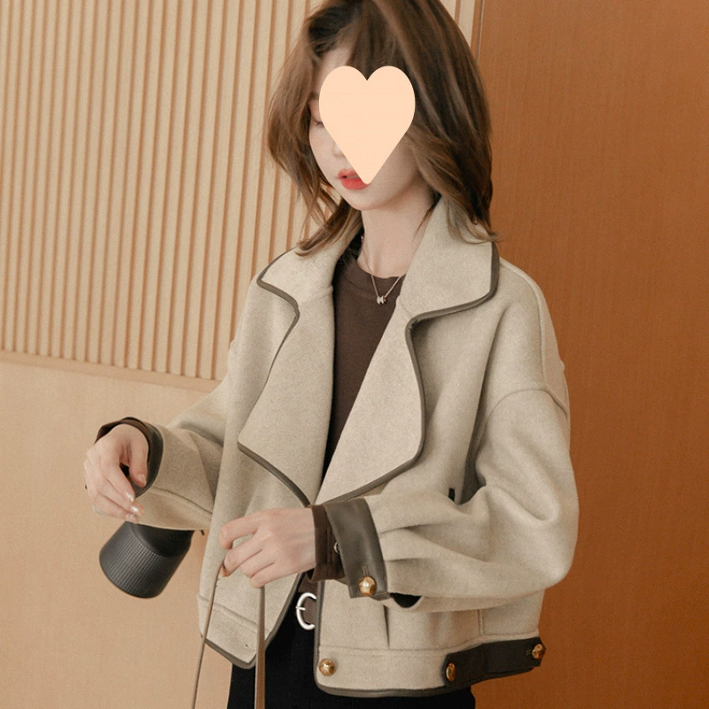 Новогоднее пальто, двусторонняя шерстяная нишевая шерстяная верхняя одежда, женская осенняя популярная маленькая ретро-свободная утягивающая верхняя одежда