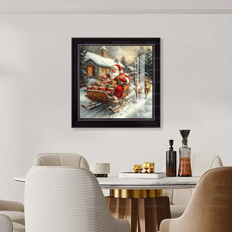 Mona Lisa Real Santa Claus regalo de bordado cruzado nuevo moderno paisaje de nieve estilo europeo hermoso bordado a mano de ensueño