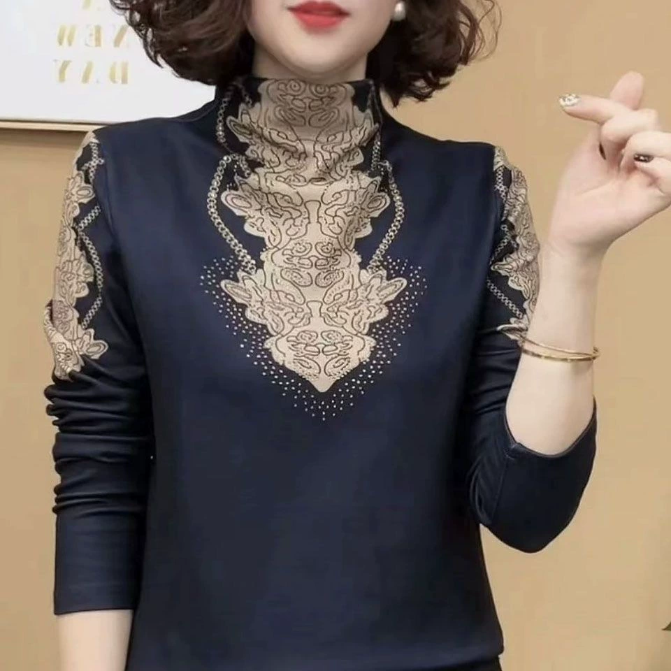 Нижняя рубашка с принтом с полувысоким воротником