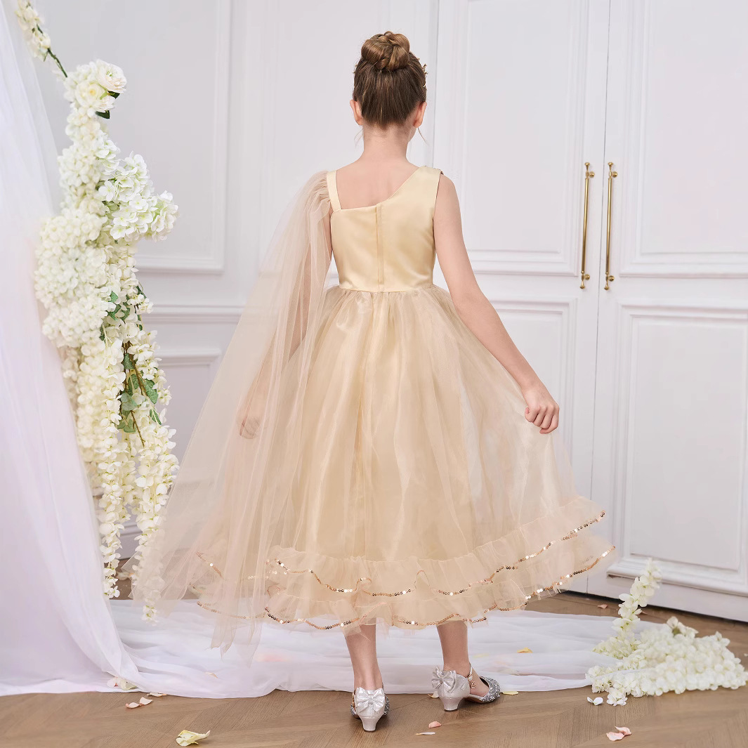 Vestido transfronterizo para niños, vestido de princesa, lentejuelas, niña de las flores, niña, vestido de fiesta, vestido de lavado de un año para bebés, vestido de noche