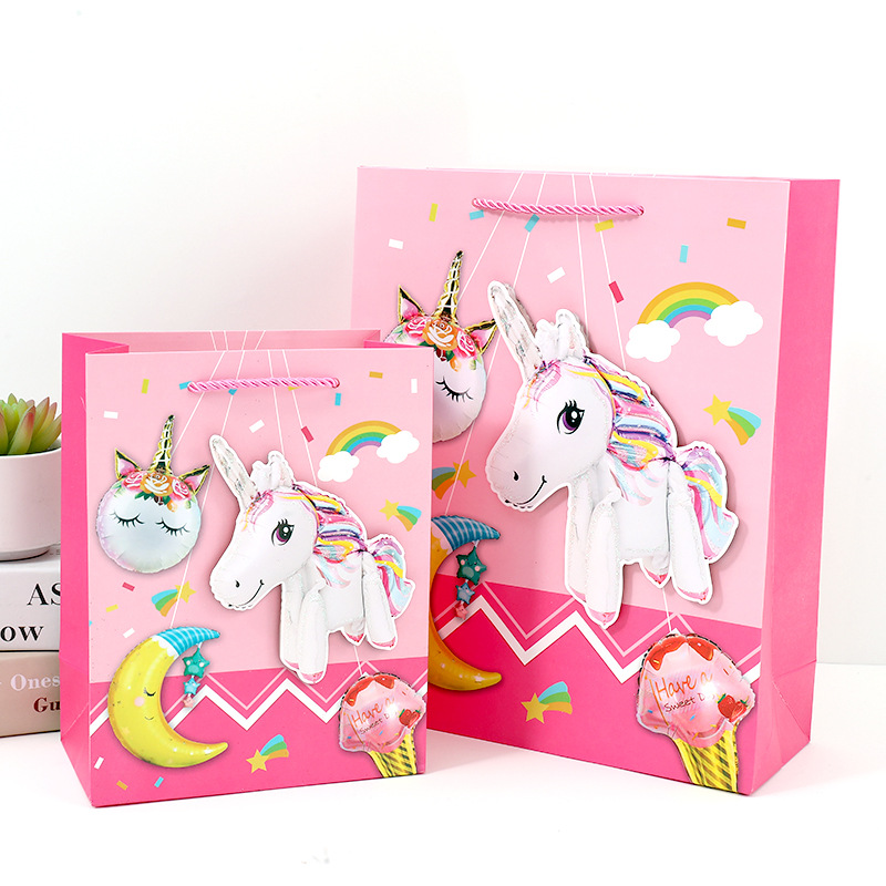 新款独角兽白卡纸袋 服装礼物包装手提礼品袋定 制可印logo