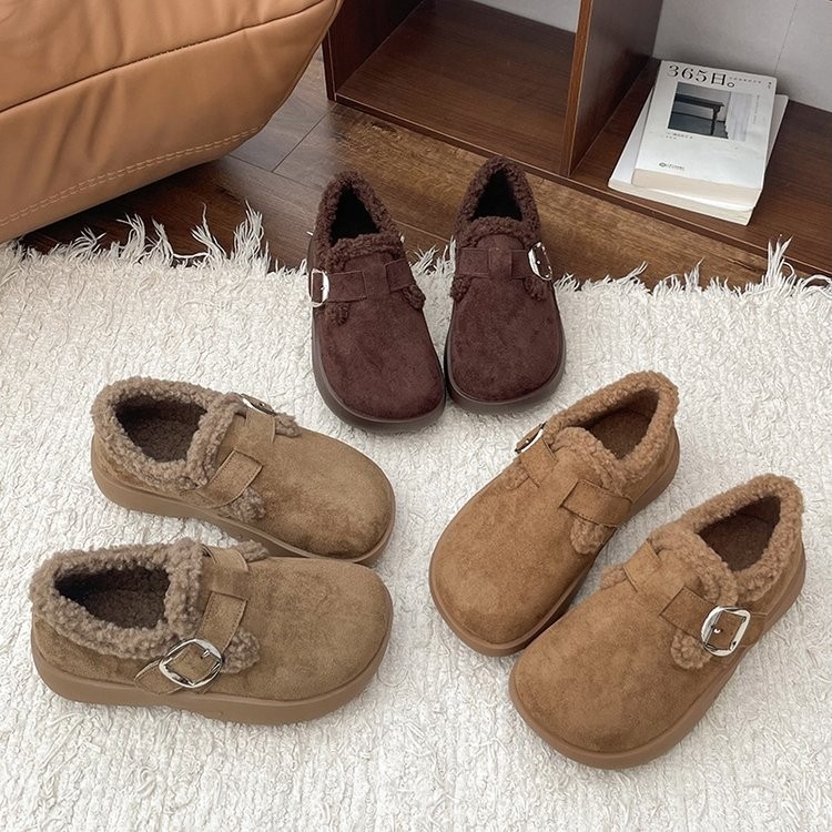 990平底勃肯鞋女鞋加绒保暖雪地靴2025新款冬季毛毛鞋博肯棉鞋女