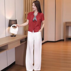 夏の女性向けのファッショナブルなデザインの半袖シャツ、新しいスタイルのリボン付き半袖トップス、小柄な気質、多用途のシャツ