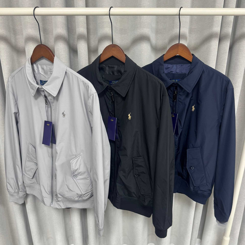 Cross-Border Ralph Lauren Pony Embroidery Old Money Style Casual Fashion Harrington Jacket Black Gray