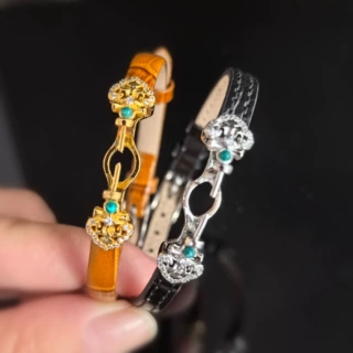 镀18k色空托珠子 手表连接链扣头diy配件 精致百搭时尚皮手链功能