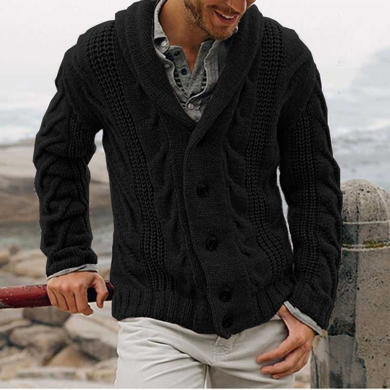 Cross-Border Men's Sweater Autumn and Winter New European and American Trendy Brand Popular Versatile Fashion Single-Breasted Lapel Sweater for Men 4