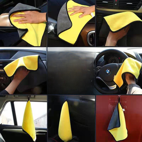 Wash Car Towel Double-Sided Thickened Super Fine Fiber Cleaning Towel Water Absorbent Gas Station Gift Car Wash Towel