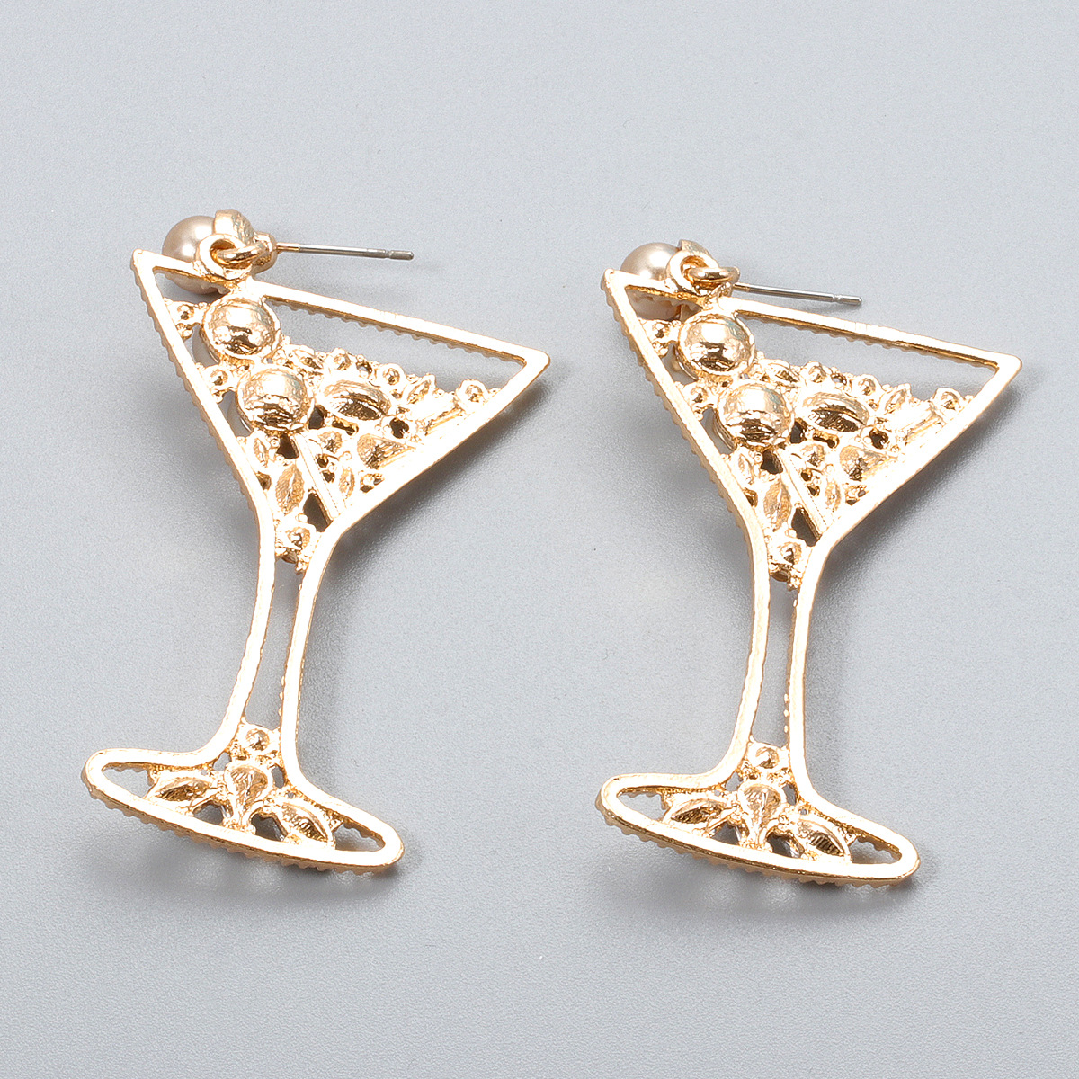 Retro Geometric Champagne Glasses Earrings display picture 2