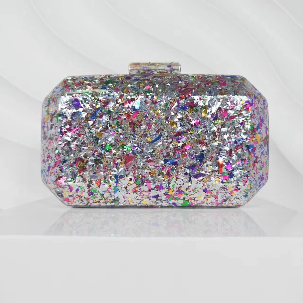375g Weight Lock clasp Closure Type / Strap Type Evening Bag Bags Type Holiday, Party Occasion Arylic Material Solid Color Pattern All Seasons Season Women's Gender Elegant, Vintage Style Style Square Shape Small Size Gold White Blue Arylic Solid Color Square Evening Bags 4