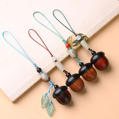 Zitan wood pine cone acorn pendant keychain phone chain small pendant with hinged bag hook, couple's accessories for men and women