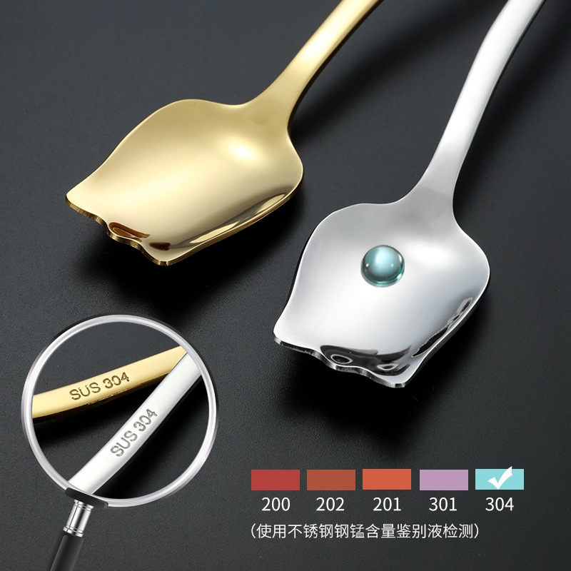 Cuchara de vajilla de acero inoxidable 304 cuchara de sopa linda creativa para comer cuchara de postre de celebridades de Internet cuchara de sandía cuchara de mango largo cuchara