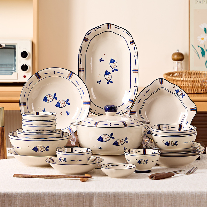 Underglaze Color High-Value Japanese-Style Tableware for Home Use 2026 New Model Bowls and Plates Rice Bowls Noodle Bowls Dishes Dinner Plates Bowl and Plate Set Underglaze Color High-Value Japanese-Style Tableware for Home Use 2026 New Model Bowls and Plates Rice Bowls Noodle Bowls Dishes Dinner Plates Bowl and Plate Set