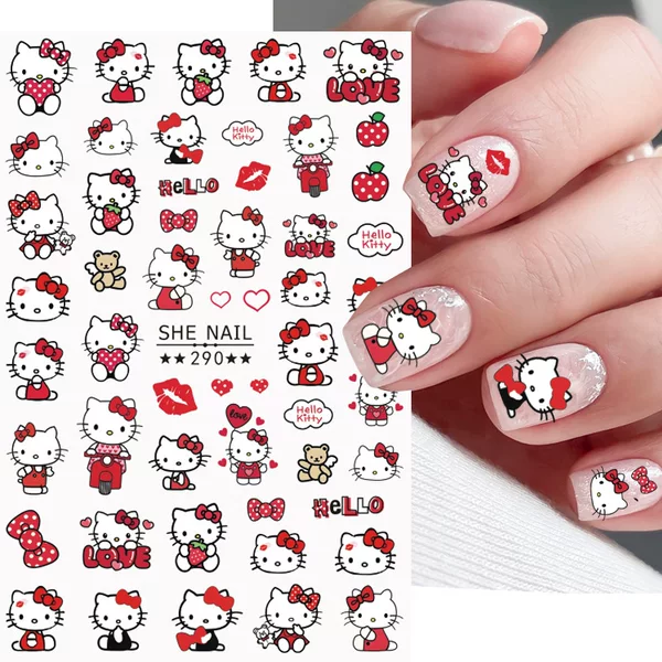 Cartoon Cute Hello Kitty Nail Art Stickers Guka Handbook Decoration Waterproof Adhesive Self-Adhesive Decorative Material Stickers