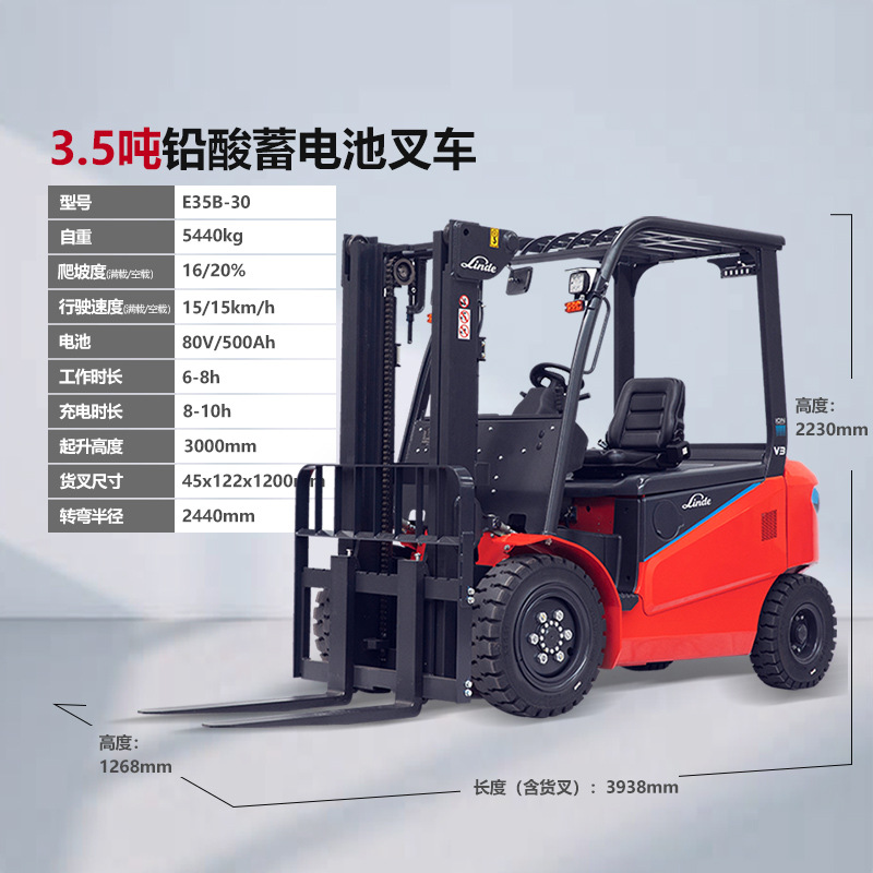 [Depósito] Linde 1.5 / 2 / 2.5 / 3 / 3.5 toneladas de batería de litio de cuatro ruedas tipo carretilla elevadora eléctrica