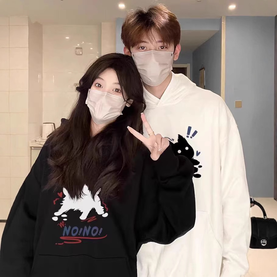 다른 커플 의류 후드 스웨터 봄과 가을 하이 엔드 센스 플러스 벨벳 자켓 남성과 여성의 플러스 사이즈 순면 세트 겨울