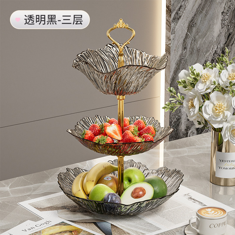 軽くて豪華な多層花びらトレイ、リビングルーム用の高級落下防止ドライフルーツトレイ、高級業務用デザートスナックトレイ|undefined