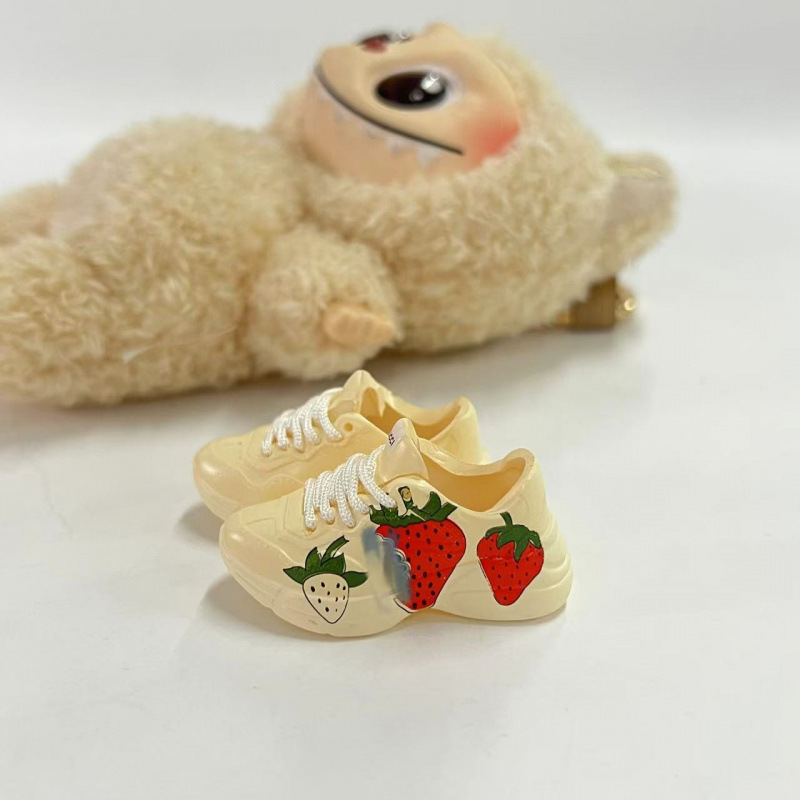 LABUBU Zapatos Rabu Ropa de bebé 17cm felpa vinilo bolso de muñeca colgante para zapatos desnudos caja ciega