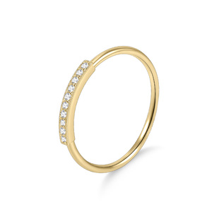 9k Gold Straight Row Diamond Small Row Ring Women's Fashionable Simple commuter Artificial Cultivation Diamond Small Ring Super Flash Tail Ring