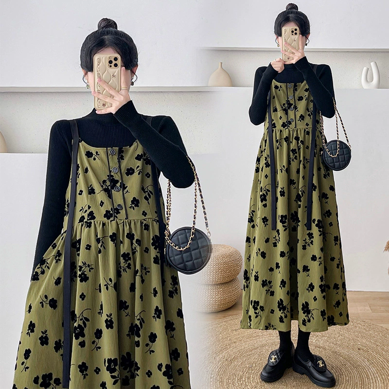 Осенняя новая корейская версия одежды для беременных свободная и тонкая из двух частей