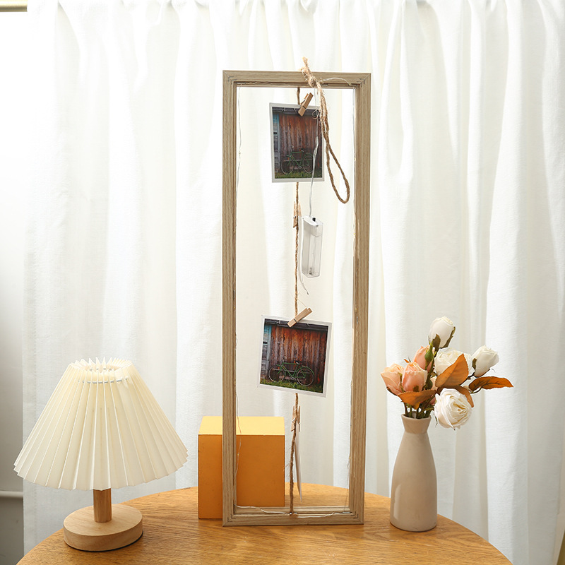 Nordic ins Wind rope clip photo frame photo frame double-sided wooden hanging photo table props decoration wholesale Nordic ins Wind rope clip photo frame photo frame double-sided wooden hanging photo table props decoration wholesale